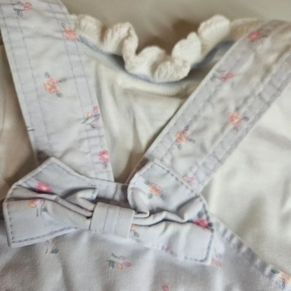 Vintage OshKosh B'gosh 18M Floral Romper and Mock Neck Top Set Made in USA Blue
